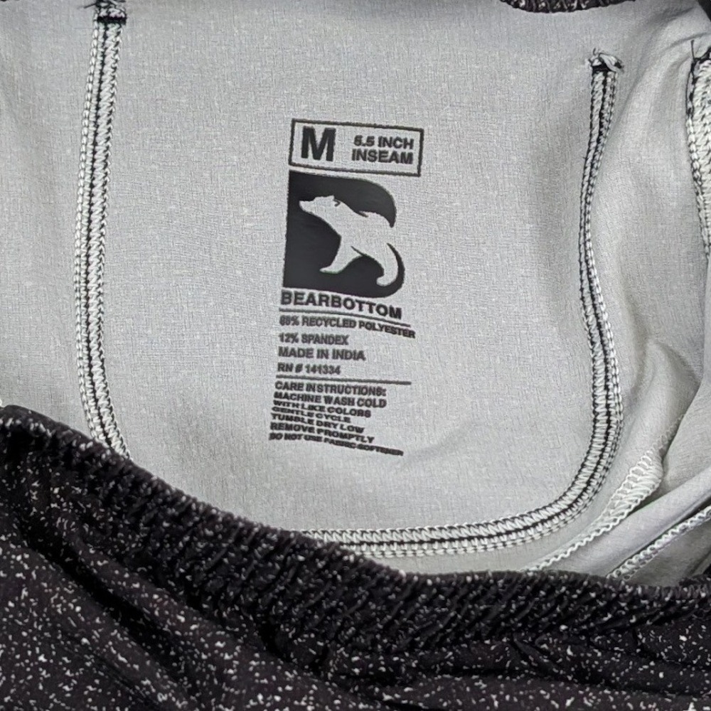 Bearbottom Run V2 Performance Shorts Mens Medium 5.5" Inseam Black Speckled - Picture 7 of 9